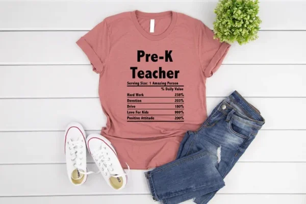 Pre-K Teacher Nutrition Shirt, Women’s Teacher Graduate Tee, Gift for Teachers