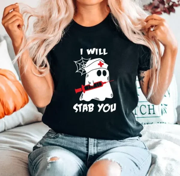 Nurse Injector Gift, Botox Babe Shirt, Dermatology Nurse, Halloween Skin Care Humor Shirt, I Will Stab You