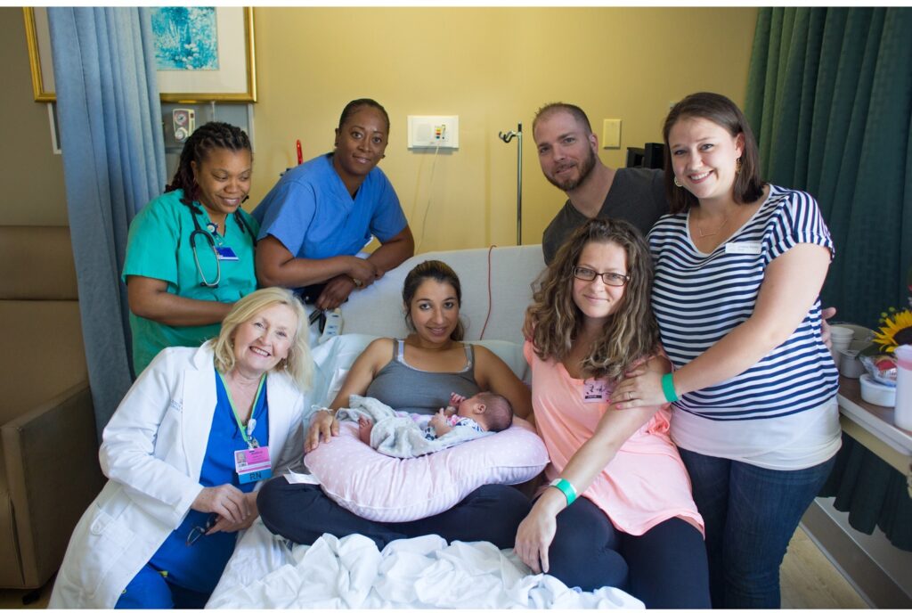 Labor and Delivery Nurses and patient family