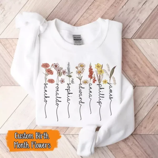 Personalized Mom’s Garden Shirt, Mama Sweatshirt, Custom Birth Flower Gift, Mother’s Day Gift