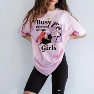 Vintage Lesbian Shirt – Busy Thinking About Girls – Lesbian Pride Shirt – Lesbian Gift – LGBTQ Pride Shirt – Bisexual Shirt – Queer Tee