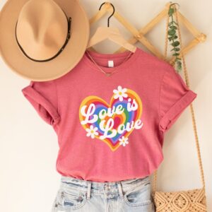 Groovy LGBT Shirt – LGBT Pride Shirt – Love Is Love Shirt – Vintage Rainbow Pride Shirt – 70s Style Pride Shirt