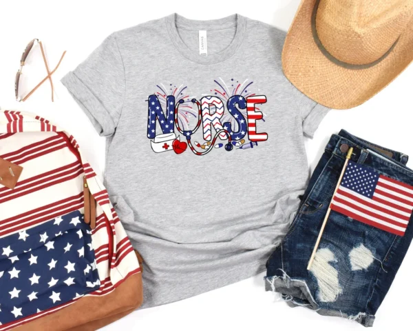 American Nurse Shirt – 4th of July Nurse Shirt – Nurse Gift – Nursing School Tee – Registered Nurse Shirt – RN Shirt – July 4th Nurse Shirt