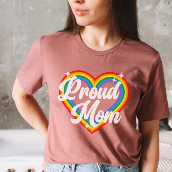 Pride Mom shirt – LGBT Mom Shirt – Proud Mom T-shirt – Proud Mama Rainbow Tee – Vintage Proud Mama Shirt – LGBT Support Tee