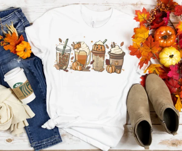 Fall Coffee Shirt – Cute Fall Sweatshirt – Coffee Lover Shirt – Halloween Pumpkin Latte Drink Cup – Pumpkin Spice Shirt – Thanksgiving Shirt