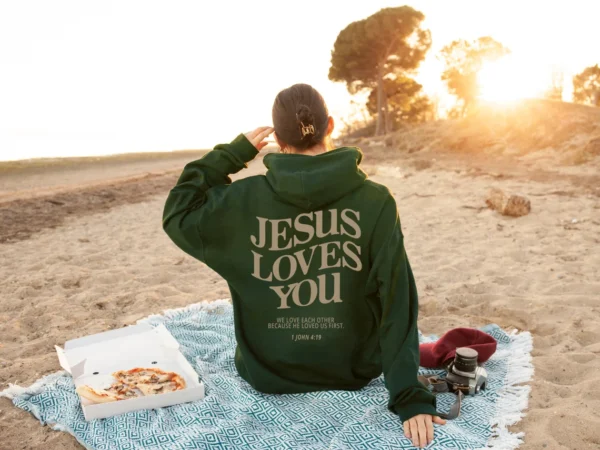 Christian Hoodie – Jesus Loves You Crewneck – God Sweatshirt – Aesthetic Hoodie – Christian Gift – Jesus Hoodie Trendy