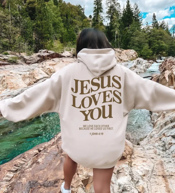 Christian Hoodie – Jesus Loves You Crewneck – God Sweatshirt – Aesthetic Hoodie – Christian Gift – Jesus Hoodie Trendy