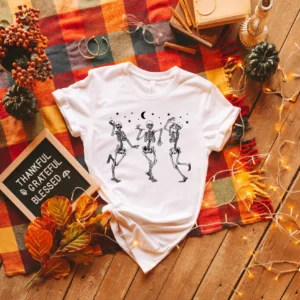 Halloween Skeleton Shirt – Halloween Party Dancing Skeleton Shirt – Skeletons Happy Halloween Tee – Halloween Spooky Shirt Gift