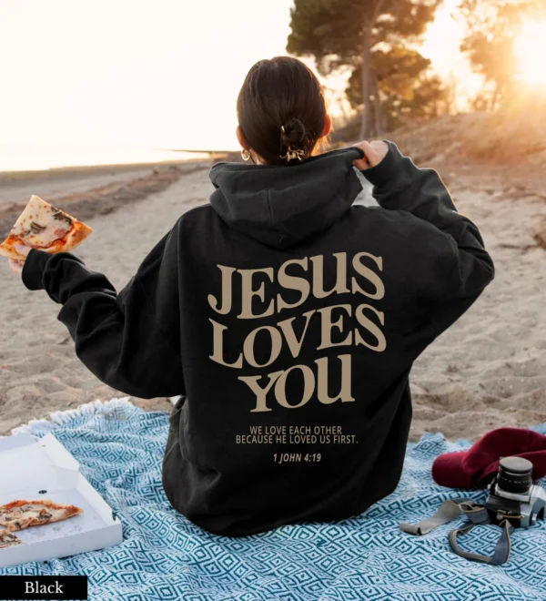 Christian Hoodie – Jesus Loves You Crewneck – God Sweatshirt – Aesthetic Hoodie – Christian Gift – Jesus Hoodie Trendy