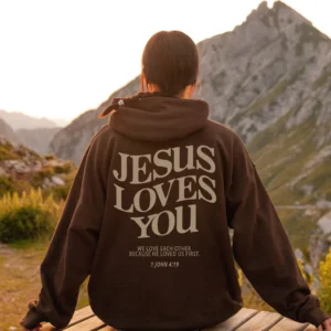 Christian Hoodie – Jesus Loves You Crewneck – God Sweatshirt – Aesthetic Hoodie – Christian Gift – Jesus Hoodie Trendy