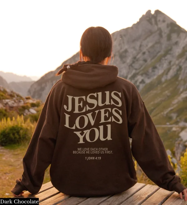 Christian Hoodie – Jesus Loves You Crewneck – God Sweatshirt – Aesthetic Hoodie – Christian Gift – Jesus Hoodie Trendy