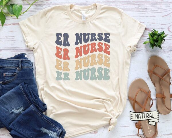 ER NURSE Shirt – Emergency Nurse Groovy Shirt – ER Nurse Appreciation – Cute New Nurse Gifts – Retro Grad Gift