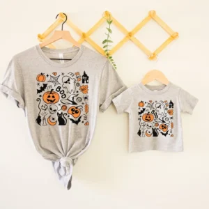 Vintage Halloween Sweatshirt – Cute Halloween Doodles Crewneck – Halloween Sweater – Halloween Shirts for Women – Halloween Crewneck Gift