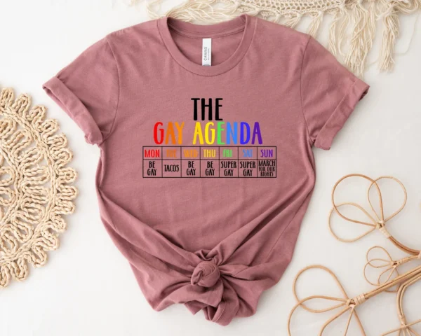 Funny Pride Shirts – The Gay Agenda Shirt – LGBTQ Shirts – Pride Rainbow Shirts – Lesbian Nonbinary Shirts – Pride Shirt – Queer Gift