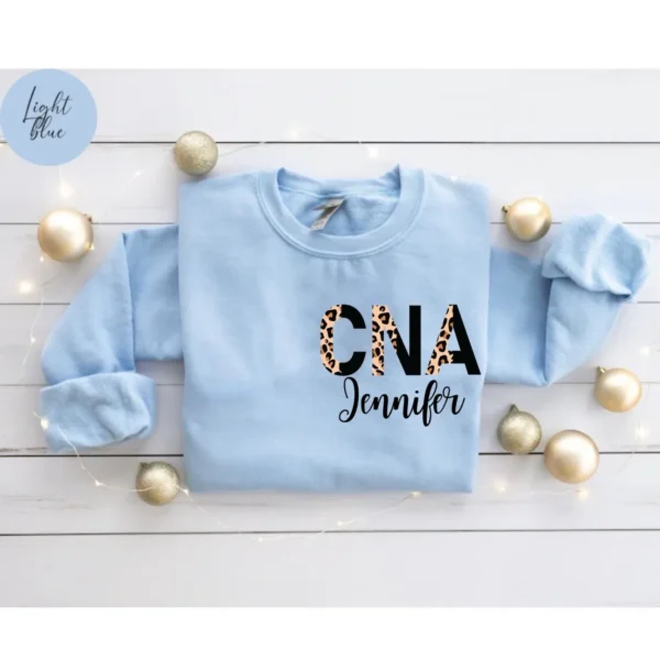 Personalized Cheetah CNA Nurse Sweatshirt, Unique Nurse Gift, Certified Nursing Assistant Shirt