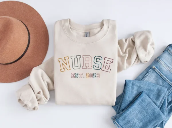 Custom Retro Nurse Sweatshirt – RN LPN – Registered Nurse – Gift For Nurse – Nursing School Grad – Retro Nurse Shirt – New Nurse Gift