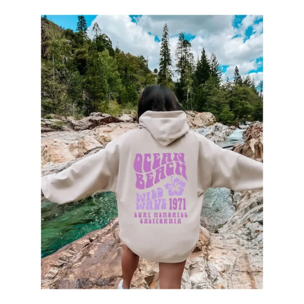 Ocean Beach Surf Sweatshirt, Summer Holiday, VSCO Girl Gift, Aesthetic Oversized Hoodie