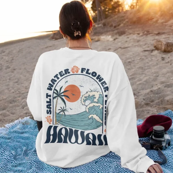 Aesthetic Hoodie – Surf Sweatshirt -VSCO Girl Gift – Hawaii Sweatshirt – Ocean Beach Hoodie – Siesta Beach Shirt – Summer Holiday Shirt