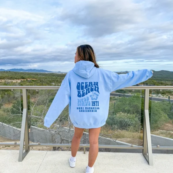 Ocean Beach Surf Sweatshirt, Summer Holiday, VSCO Girl Gift, Aesthetic Oversized Hoodie