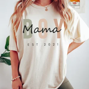 Boy Mama Shirt – Mama Est Shirt – Personalized Mom tshirt – Mother’s Day Shirt – New Mama Gift – Mom of Boys Shirt – Mama tshirt