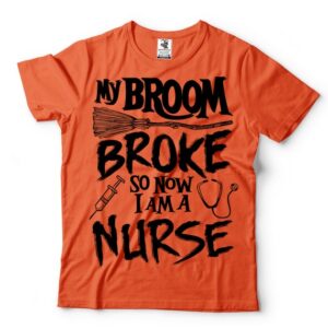 Halloween Nurse Shirt – Broom Tee Shirt – Nursing Tee Shirt