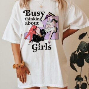 Vintage Lesbian Shirt – Busy Thinking About Girls – Lesbian Pride Shirt – Lesbian Gift – LGBTQ Pride Shirt – Bisexual Shirt – Queer Tee