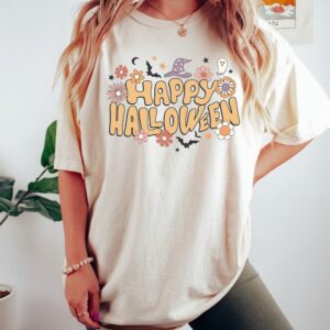 Retro Halloween Shirt – Happy Halloween Boho Shirt – Vintage Ghost Halloween Shirt – Witch Shirt – Retro Fall Shirt – Fall Shirt