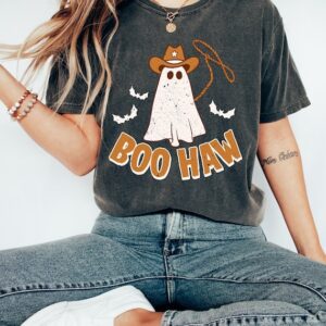 Retro Halloween – Boo Haw Western Shirt – Vintage Ghost Halloween Shirt – Retro Ghost Shirt – Halloween Western Shirt – Spooky Season Gift