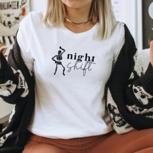 Center Night Shift Skeleton Crew Shirt – Embrace the Spooky Season