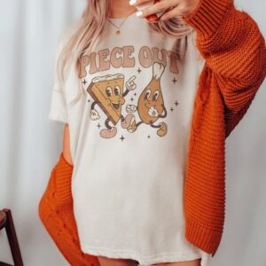 Retro Pumpkin Pie Shirt – Piece Out – Thanksgiving Fall Shirt – Fall Shirt Women – Cute Fall Shirt – Fall Graphic Tee – Funny Thanksgiving Shirt