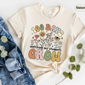 Teacher Shirt – 100 Days Of School Teacher Shirt – 100 Days Watching My Students Grow – Happy 100th Day Of School Shirt – 100 Days Smarter