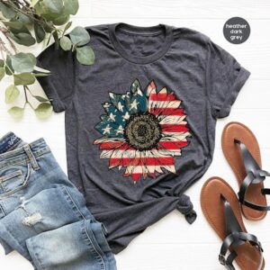 America Sunflower Shirt – USA Flag Flower T Shirt – Gift For American