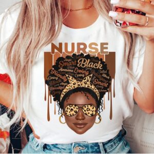 Black Strong Nurse Shirt – Afro Love African American Women Shirt – Nurse Leopard Design Shirt