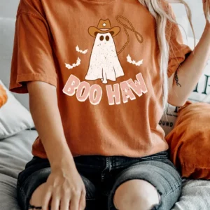 Retro Halloween – Boo Haw Western Shirt – Vintage Ghost Halloween Shirt – Retro Ghost Shirt – Halloween Western Shirt – Spooky Season Gift