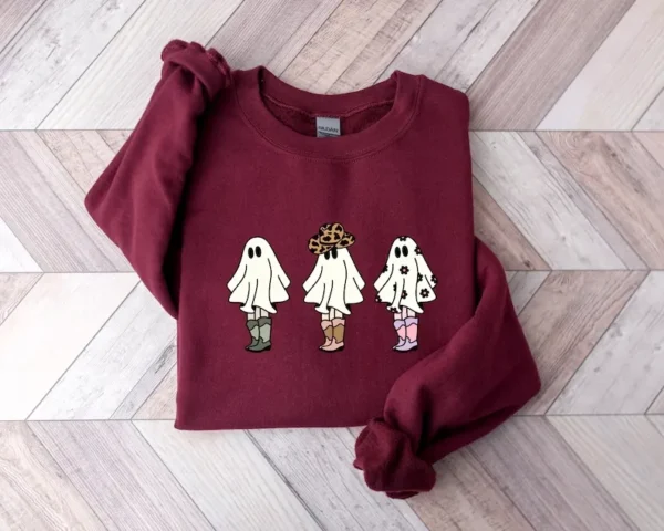 Halloween Cowgirl Sweatshirt – Western Ghost Sweatshirt – Halloween Sweatshirt – Ghost Sweatshirt – Cowboy Gift – Western Tee – Halloween Sweater