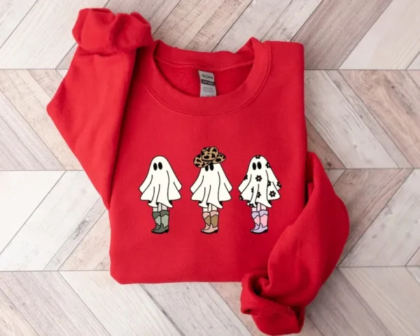 Halloween Cowgirl Sweatshirt – Western Ghost Sweatshirt – Halloween Sweatshirt – Ghost Sweatshirt – Cowboy Gift – Western Tee – Halloween Sweater