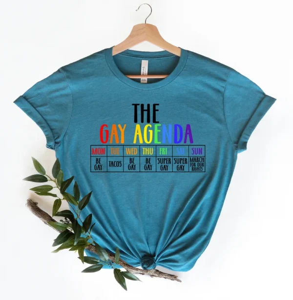 Funny Pride Shirts – The Gay Agenda Shirt – LGBTQ Shirts – Pride Rainbow Shirts – Lesbian Nonbinary Shirts – Pride Shirt – Queer Gift