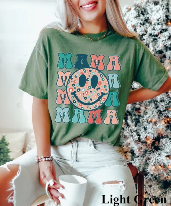 Retro Mama Shirt – Smiley Face Mama Shirt – Mother’s Day Shirt For Mom – Mom Tshirt – Mama Tshirt – Pregnancy Announcement Shirt