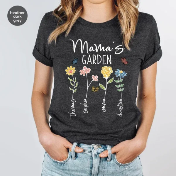 Custom Mothers Day Shirt – Personalized Mom Gift – Mothers Day Gift – Mama’s Garden T-Shirt – Customized Mom Tee – Mother Gift