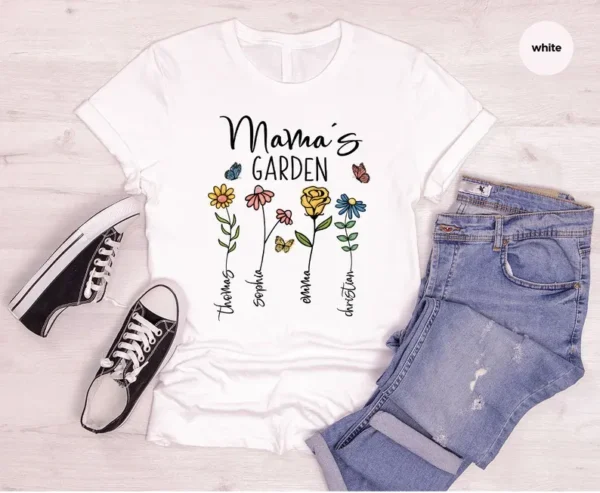 Custom Mothers Day Shirt – Personalized Mom Gift – Mothers Day Gift – Mama’s Garden T-Shirt – Customized Mom Tee – Mother Gift