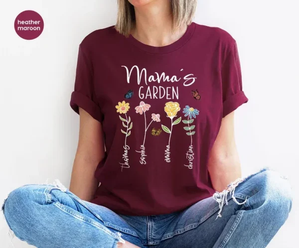 Custom Mothers Day Shirt – Personalized Mom Gift – Mothers Day Gift – Mama’s Garden T-Shirt – Customized Mom Tee – Mother Gift