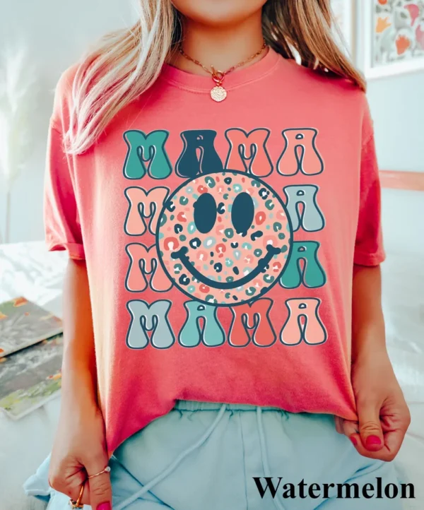 Retro Mama Shirt – Smiley Face Mama Shirt – Mother’s Day Shirt For Mom – Mom Tshirt – Mama Tshirt – Pregnancy Announcement Shirt