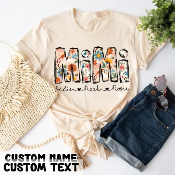 Personalized Floral Mimi T-Shirt – Custom Grandma Shirt – Mother’s Day Gift for Grandma – Mimi Gifts – Gift For Mom – Mimi Shirt