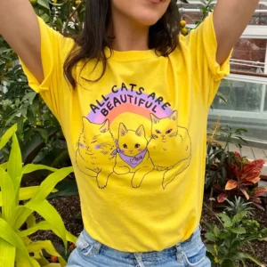 All Cats Are Beautiful Shirt – Lovestruck Prints – Yellow Cat Shirt