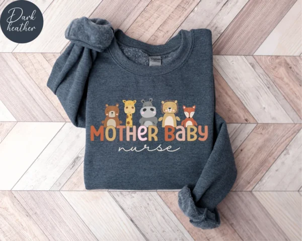 Mother Baby Nurse Sweatshirt, Labor & Delivery Nursing Gift, Postpartum Nurse Tee, Cute L&D Nurse Shirt