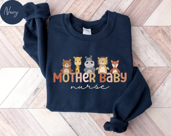 Mother Baby Nurse Sweatshirt, Labor & Delivery Nursing Gift, Postpartum Nurse Tee, Cute L&D Nurse Shirt