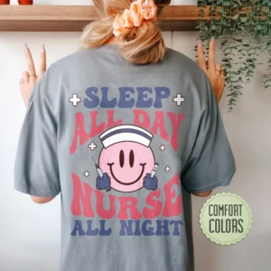 Sleep All Day Nurse All Night Shirt – Funny Nurse Shirt – Nursing Shirts – Nurse Gift