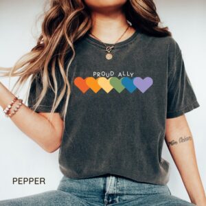 Proud Ally Shirt – Rainbow Hearts – LGBTQ Shirts –  Equality Shirt – Gay Pride Shirt Gift