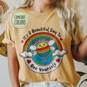 LGBT Bee Yourself Comfort Colors Shirt – Bisexual Shirt –  LGBTQ Shirt – Pride Rainbow Shirt – Pride Month Tshirt